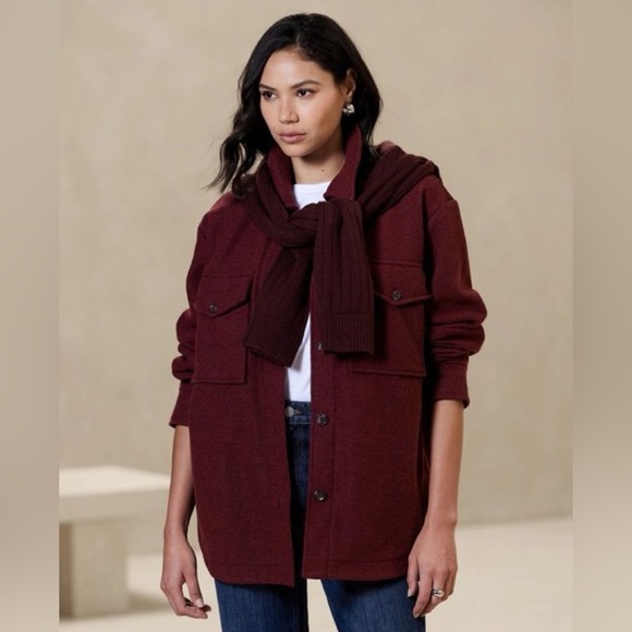 NWT! Banana Republic Red Heather Shacket - Multiple Sizes - Picture 1 of 5